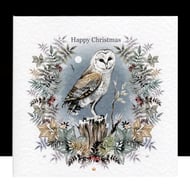 A Luxury Christmas Owl Garland – Happy Christmas Handmade Card 