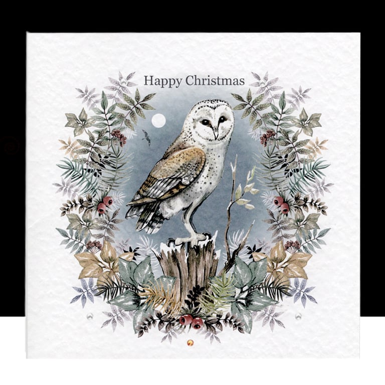 A Luxury Christmas Owl Garland – Happy Christmas Handmade Card 