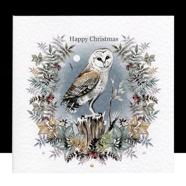 A Luxury Christmas Owl Garland – Happy Christmas Handmade Card 
