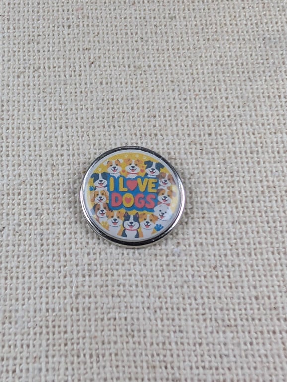 I Love Dogs - Dog Lover Badge - Large Resin Topped Pin Badge