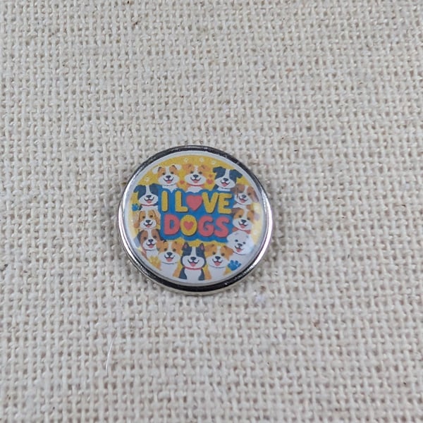 I Love Dogs - Dog Lover Badge - Large Resin Topped Pin Badge