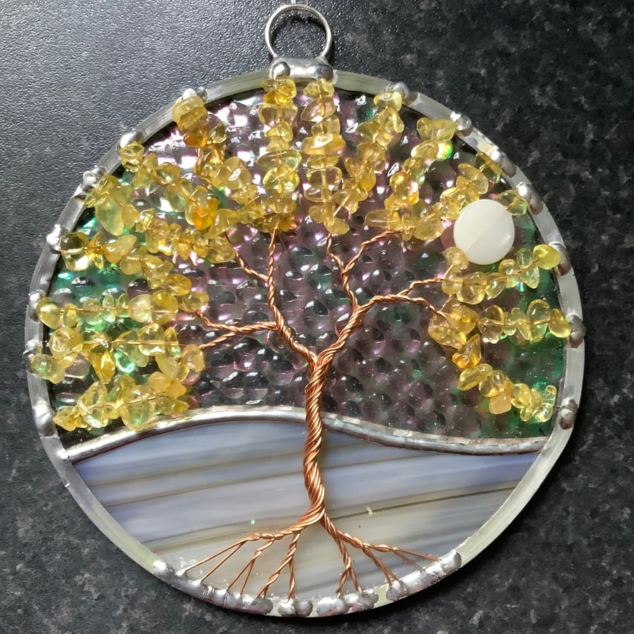 Citrine tree of life suncatcher
