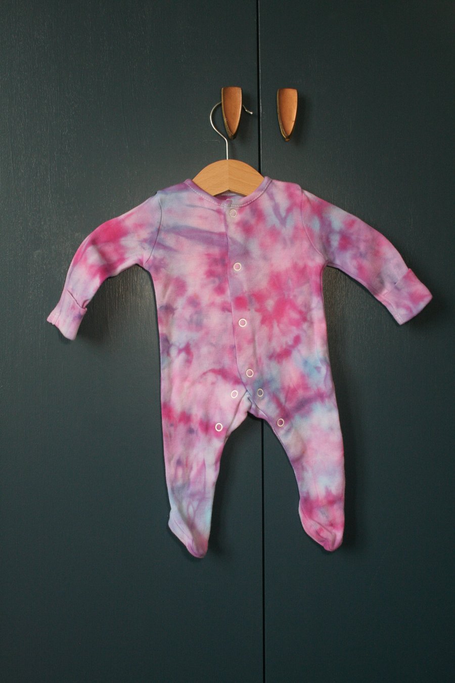 Newborn Ice-Dyed Babygrow in Beautiful Pinks and Blues