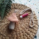 Crochet Mushroom, Toadstool Neck Pouch. Festival, Holiday, Vacation