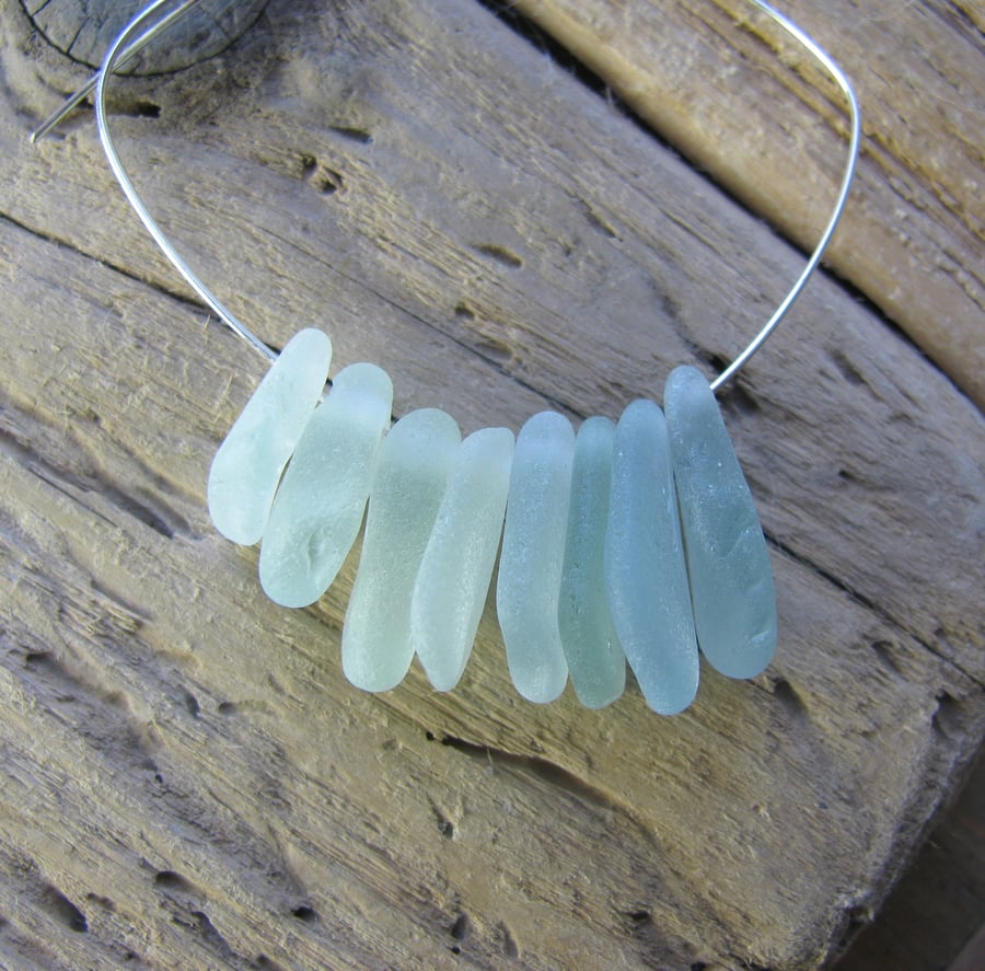 8 Natural sea glass beads, supplies (59)