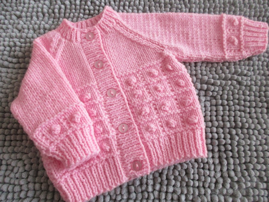 16" Baby Girls Bobble Patterned Cardigan