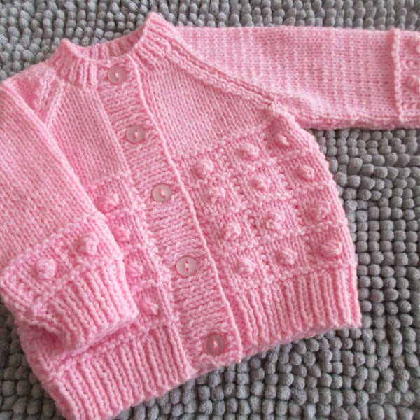 16" Baby Girls Bobble Patterned Cardigan