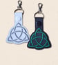 Celtic Knot Keyring - Embroidered Triquetra Faux Leather Bag Charm