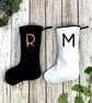 White Christmas Stockings-Holiday decoration, Custom initial. Xmas Alphabet  - Image 4