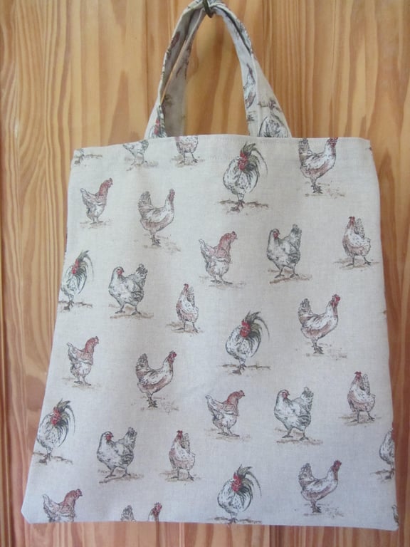 Chicken tote bag, book bag, shopping bag, Christmas chicken gift