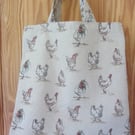 Chicken tote bag, book bag, shopping bag, Christmas chicken gift