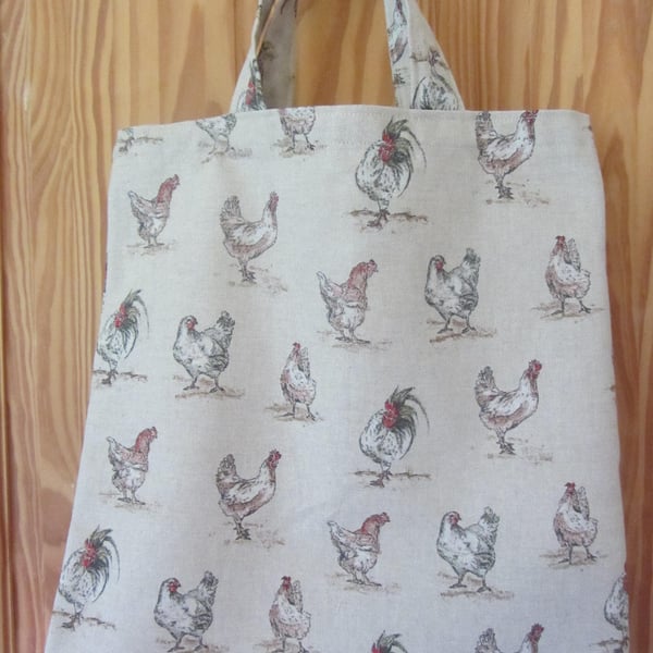 Chicken tote bag, book bag, shopping bag, Christmas chicken gift