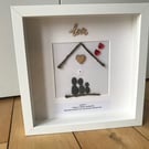 Family Pebble Artwork, Pebble Box Frame, Family Gift,Mother's Day Gift