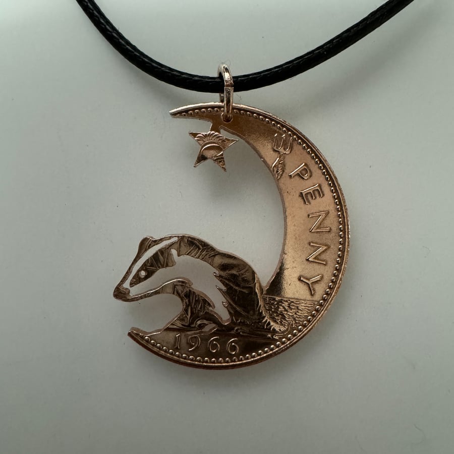 Badger & Moon Handcut Penny Coin, Inspired By Guess How Much I Love You 