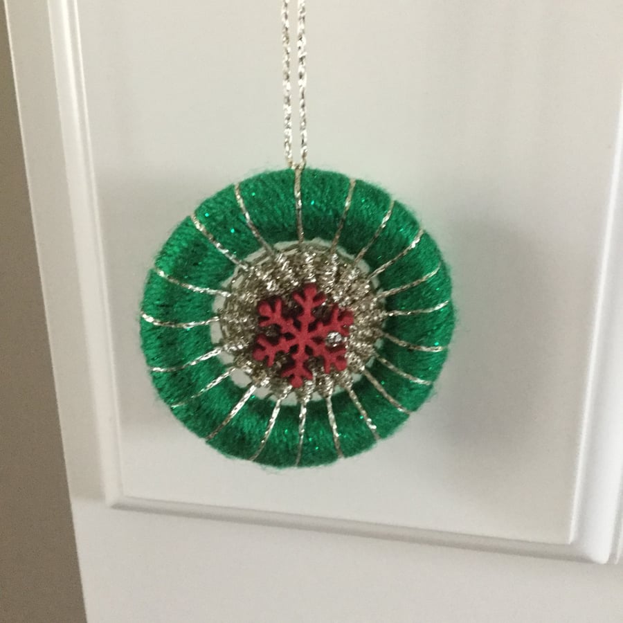 Dorset Button Christmas Tree Decoration in Green