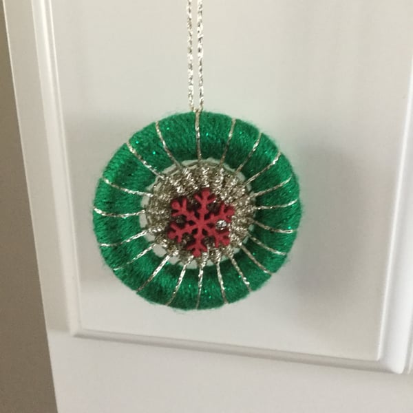 Dorset Button Christmas Tree Decoration in Green