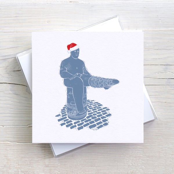 Loughborough Santa Sock Man Blank Christmas Greetings card