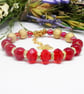 Gold Plated Memory Wire Red And Gold Beaded Bracelet - Image 4