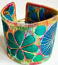 Cuff - Fabric Bracelet with Free Machine Embroidery  - Image 2
