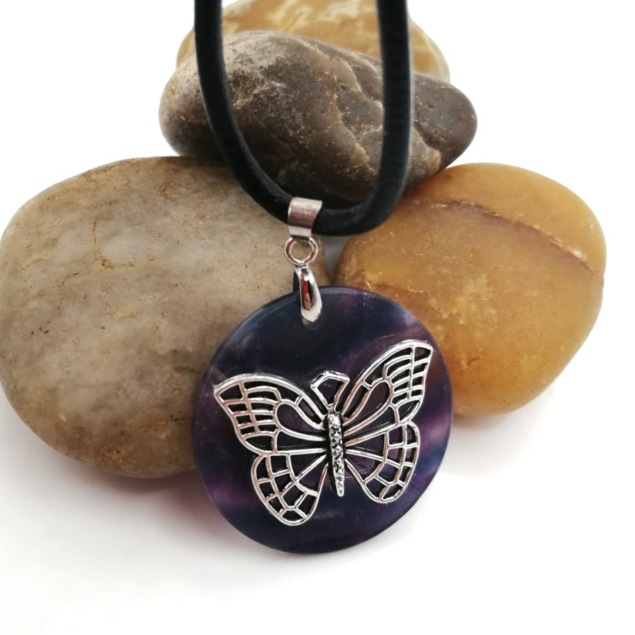 Fluorite Butterfly Necklace