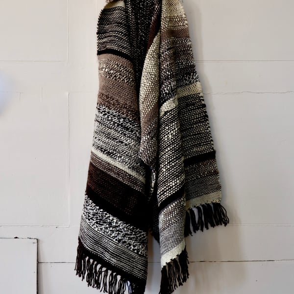 Luxury handwoven throw in handspun wool.