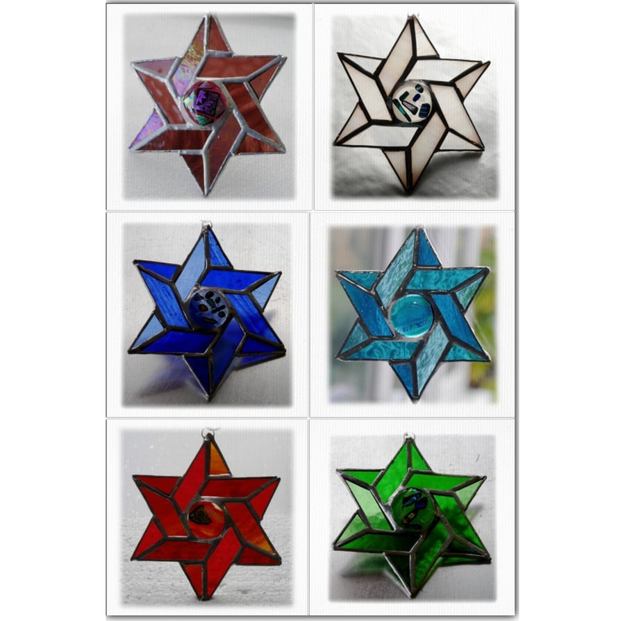 Star of David Magen Suncatcher Stained Glass  - Choice of 6 colours