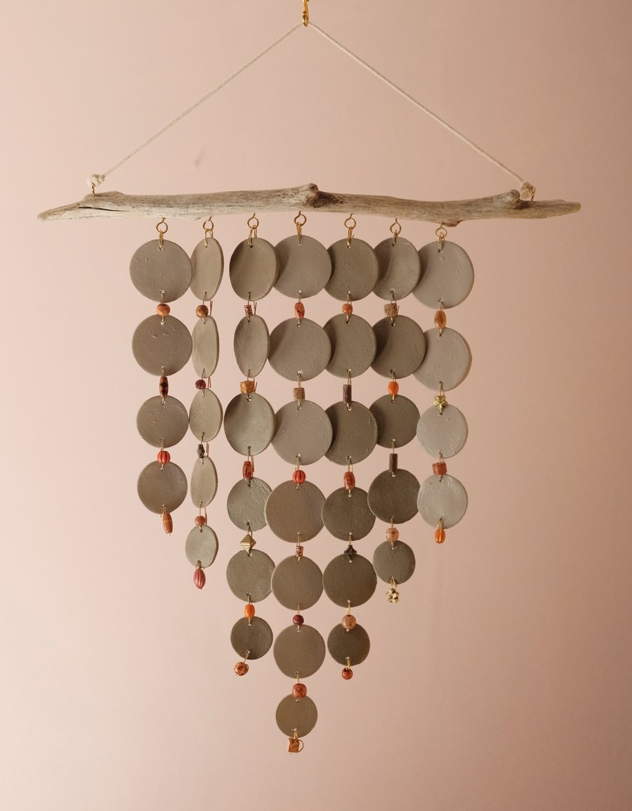 Clay Disc Wall Hanging in Beige & Brown Tones