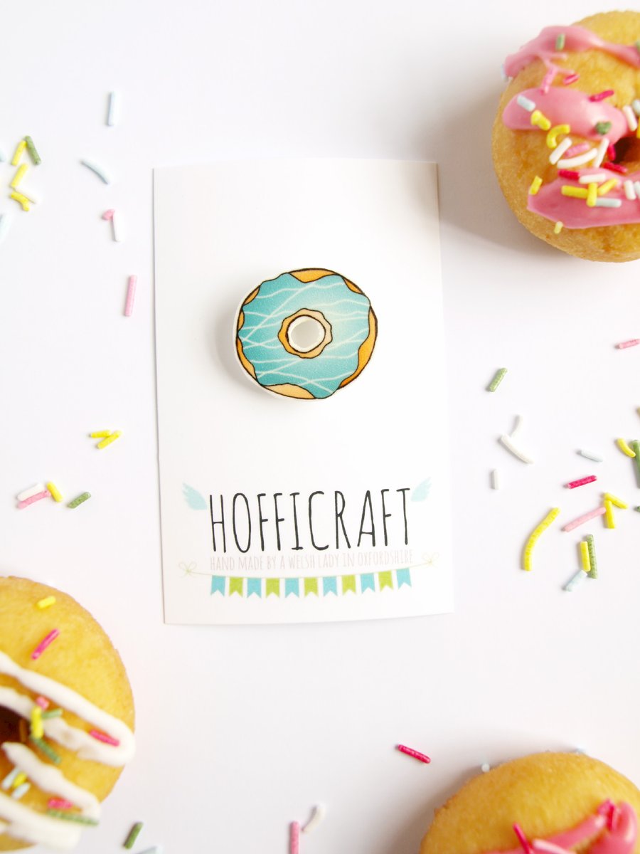 Blue Doughnut Brooch