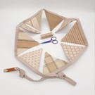 Fabric bunting,  cream and tan home decoration.  