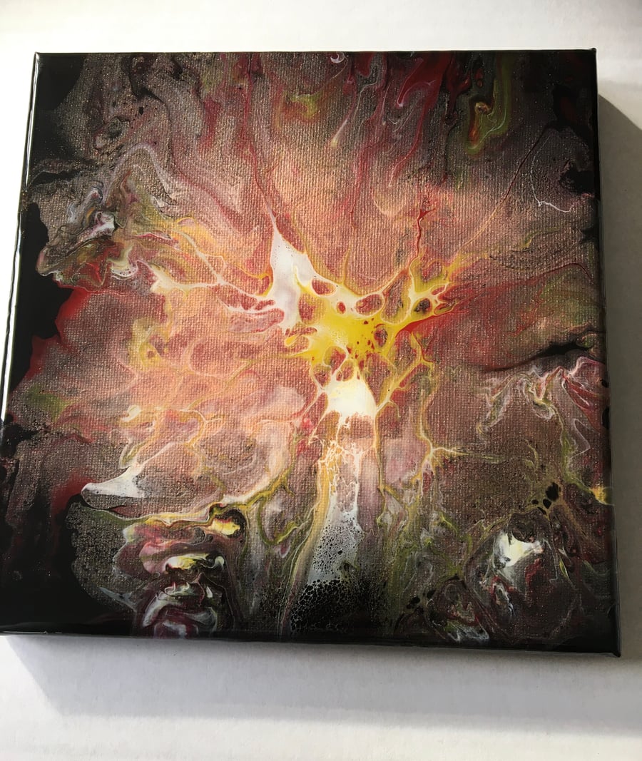 Original fluid art dutch pour painting, from abstract flower collection 2 of 5