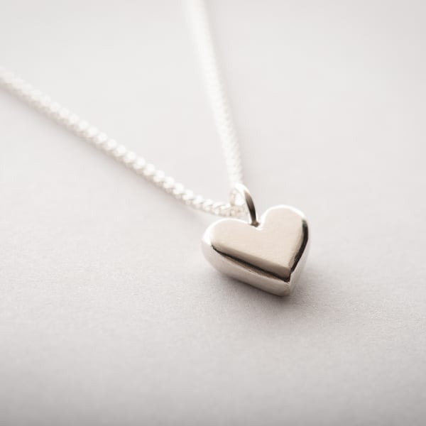 Heart Necklace, Hand Carved Sterling Silver