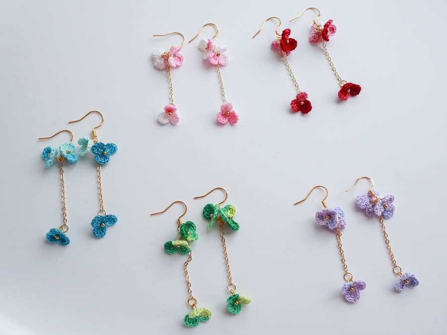 Dainty Floral Drop Earrings, handmade dangle earrings, flower earrings