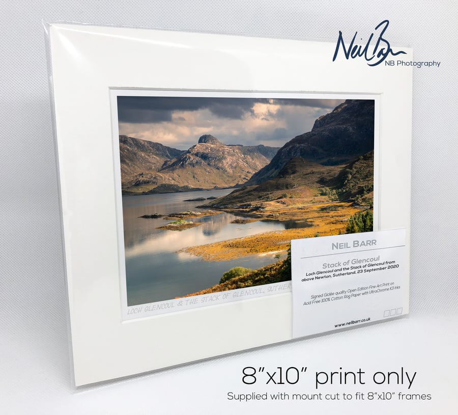 Loch Glencoul & Stack of Glencoul, Sutherland - A5 (10" x 8") Unframed Print