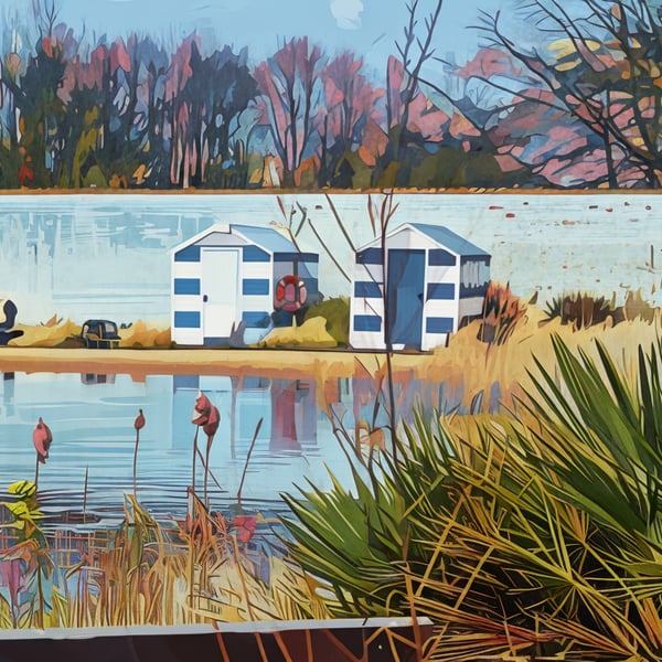 Beach Huts In Walled Garden Lincolnshire Greeting Card A5