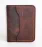 Mahogany Chestnut Full Grain Leather Mini Wallet Compact Bifold Handmade UK - Image 4