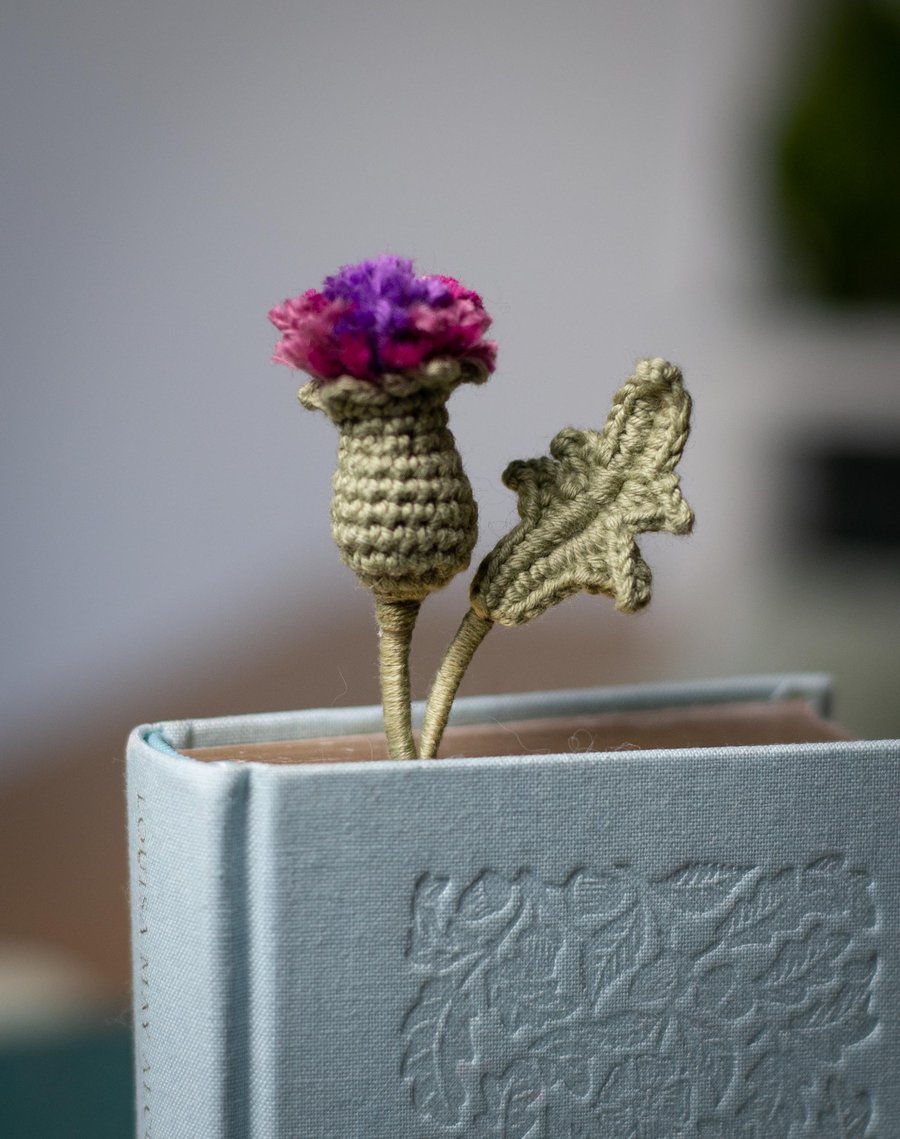 Bookmark - Crochet Thistle Flower, Crochet Bookmark