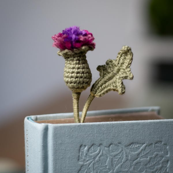 Thistle Flower Crochet Bookmark