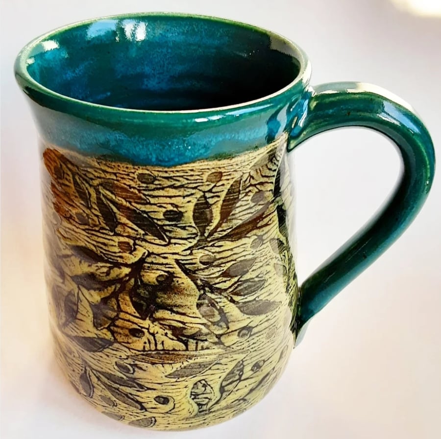 Mug - Hand Thrown Stoneware Ceramic Blue Glazed Mug 
