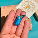 Handpainted Air Dry Clay Kingfisher Pendant Charm