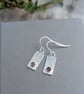 Sterling Silver Swirl Patter Rectangle Earrings with Amethyst - JBJ3038