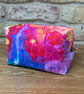 Rainbow Marble Effect Quilted Fabric Box Shape Makeup Bag