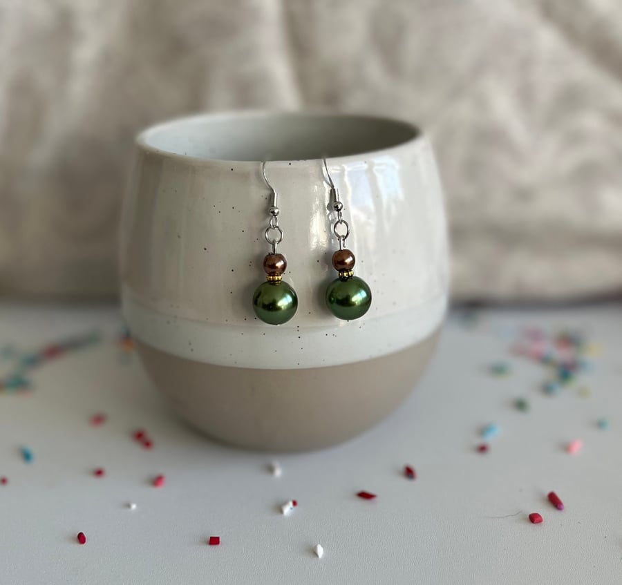 Bead earrings - Christmas inspired bead earrings