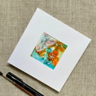Blank greetings card, hand painted, original abstract, in vibrant acrylic ink