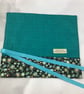 Floral fabric brush roll, Flowers pencil wrap, Tool wrap,  Handmade - Image 1