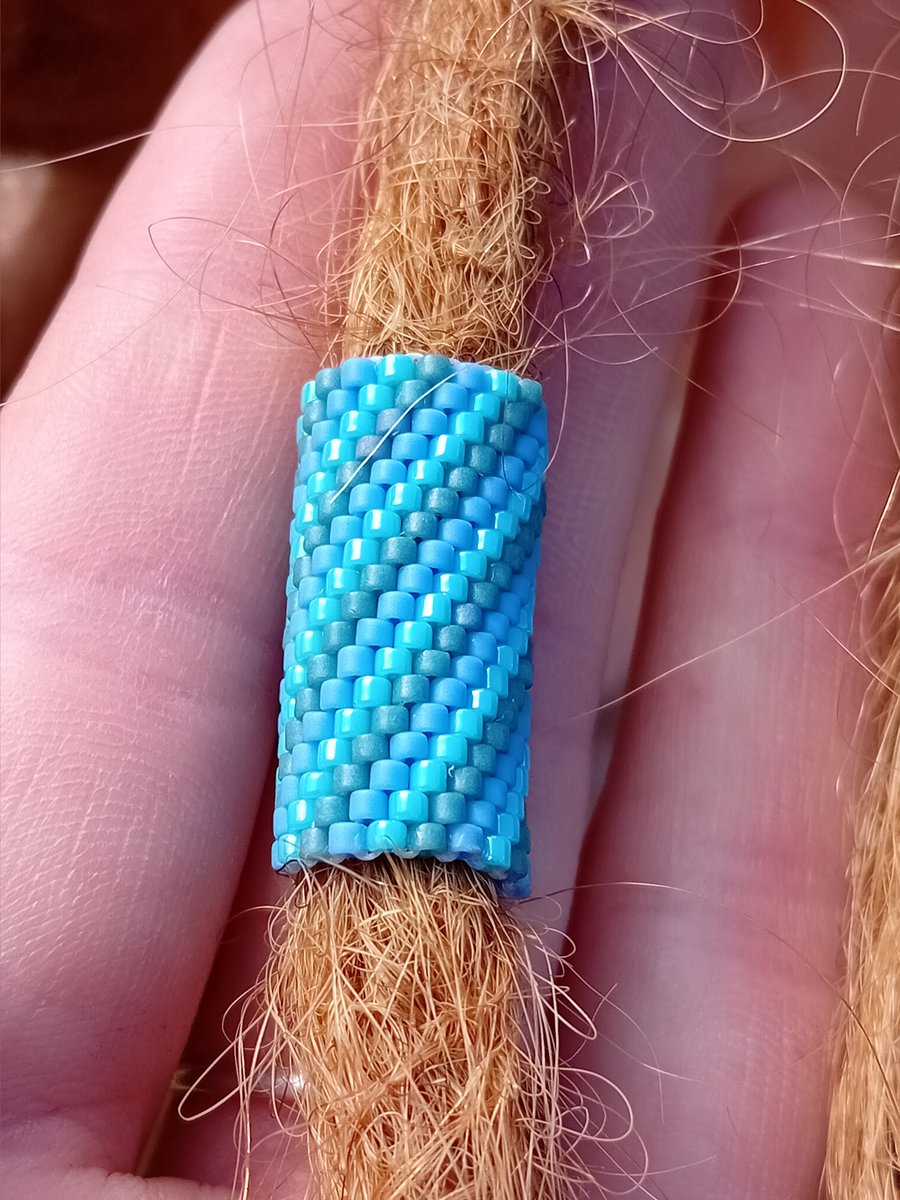 Blue, lilac and grey spiral stripe dreadlock beads