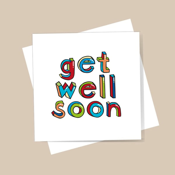 Get Well Soon Card - Simple modern design. Blank inside. Free delivery