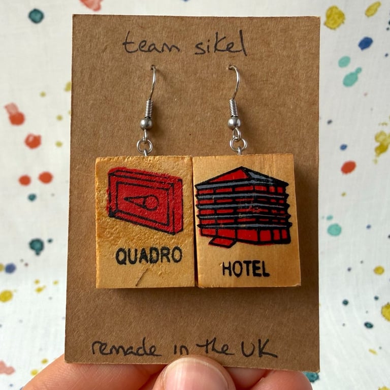 Alphabet Abacus Quadro Hotel Earrings - Old Stock - Super Seconds
