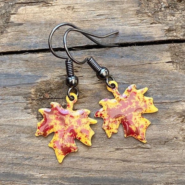 Autumnal Maple Leaf Earrings. Sterling Silver upgrade available. 