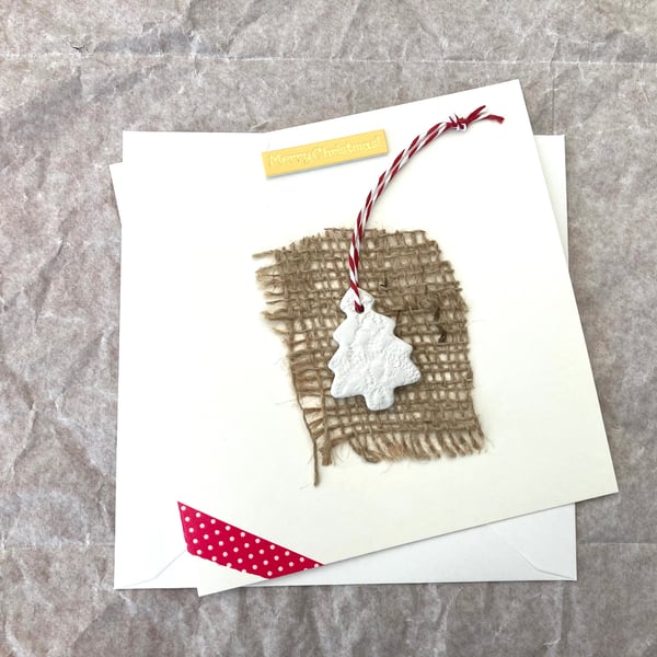 Hand made christmas card, gift and card rolled into one, christmas hanger 