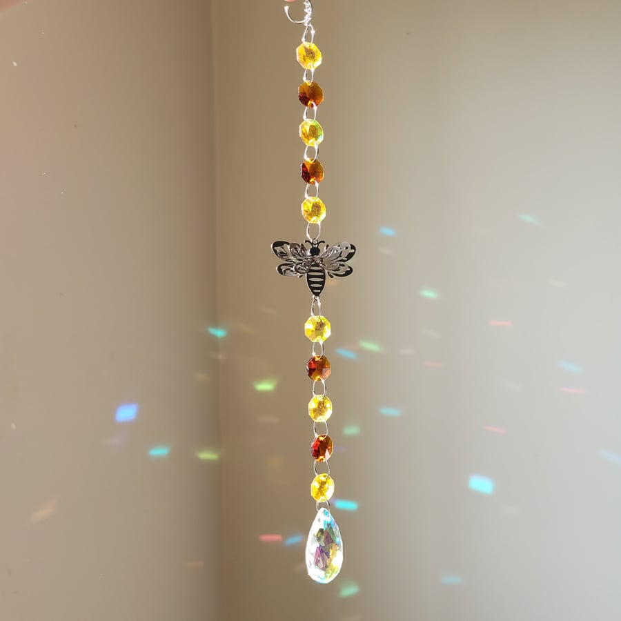 Bee suncatcher, hanging crystal suncatcher